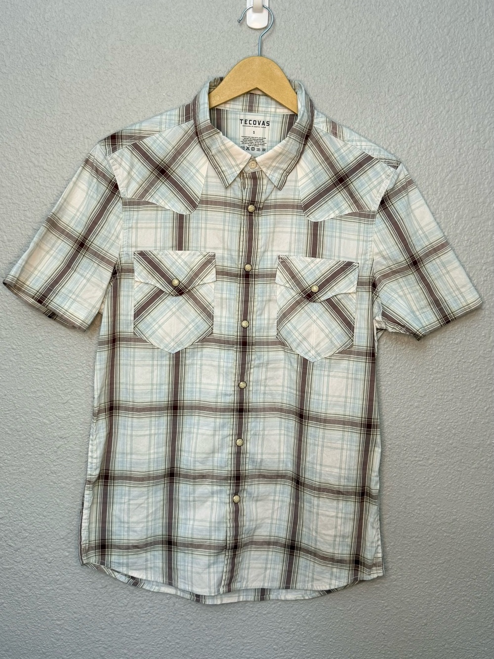 Tecovas | Performance Western Short Sleeve Pearl Snap Shirt | Plaid | Size Small